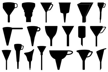 Set of different funnels isolated on white