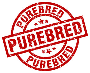 purebred round red grunge stamp