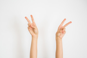 hand isolated on white background peace sign