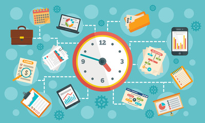 Workflow management concept banner. Flat illustration of workflow management vector concept banner for web design