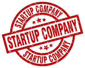 startup company round red grunge stamp