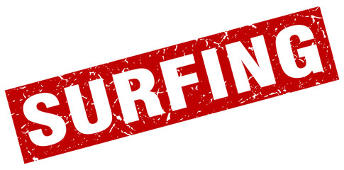 square grunge red surfing stamp