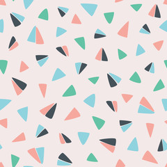 Fototapeta na wymiar Seamless hand drawn geometric pattern with flying paper plane like triangles. Surface pattern design.