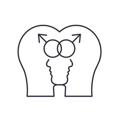 Gay marriage vector flat illustration. Homosexual couple. Love wins. Vector linear icon.