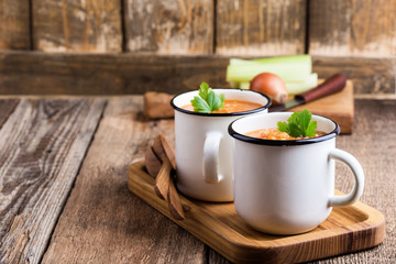 Vegan pearl barley soup with seasonal vegetables