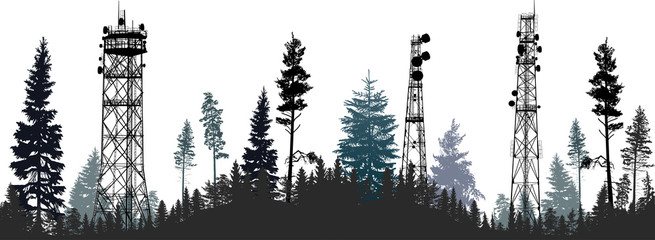 repeating towers in dark forest