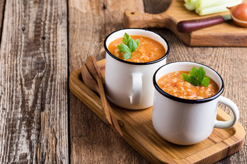 Vegan pearl barley soup with seasonal vegetables