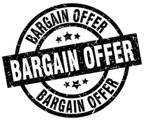 bargain offer round grunge black stamp