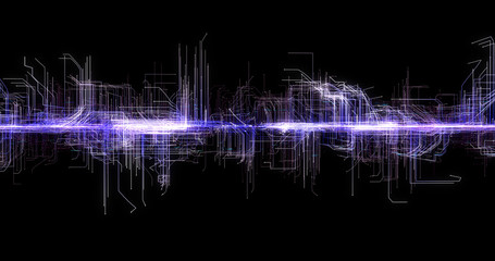 Obraz premium Network technology. Digital visualization of communicative business space. Three-dimensional digital media model.Dots and lines structure. Network system. Plexus looking pattern.