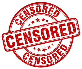 censored red grunge round vintage rubber stamp