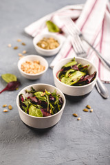 Fresh salad mix of baby spinach, arugula leaves and chard
