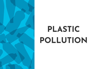 Vector illustation with isolated white outline icons of plactic bottles in the World ocean. Plastic pollution