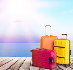 Large suitcases on background,travel concept