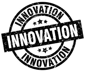 innovation round grunge black stamp