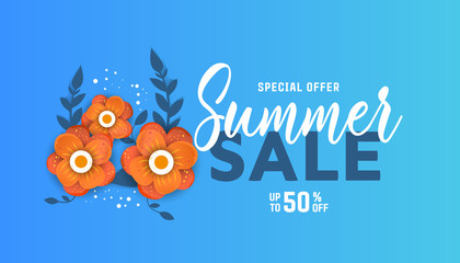 Summer sale banner design template