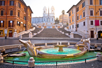 Spanish steps famous landmark of Rome morning view