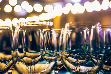 many wine glasses bar brilliance light