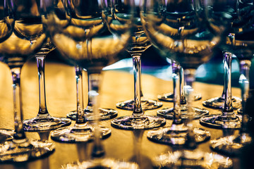 many wine glasses bar brilliance light