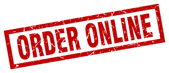 square grunge red order online stamp