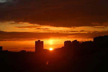 Fototapeta premium Photo panorama of beautiful sunset in Yerevan, Armenia