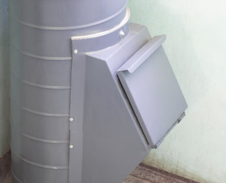 Garbage chute in apartment building garbage disposal