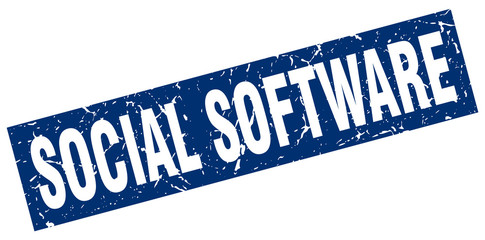 square grunge blue social software stamp