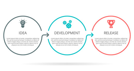 Vector Infographic thin line circles design with icons and 3 options or steps. Infographics for business concept. Can be used for presentations banner, workflow layout, process diagram, flow chart