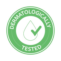 Dermatologically green Tested icon. One of the most important label for people with sensitive skin. Stock vector illustration isolated on white background