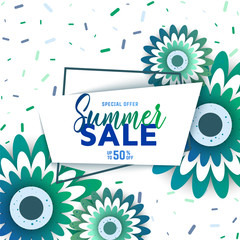 Summer sale background with flowers