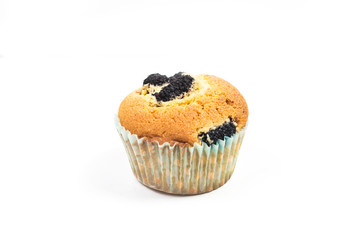 sweet muffins with berries inside on a white background