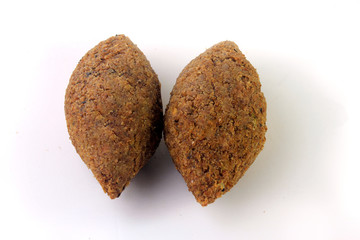 kibbeh traditional Lebanese cuisine food, isolated on white background