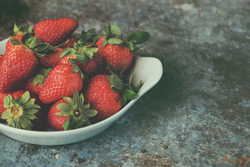 Red Fresh strawberries in a bowl
