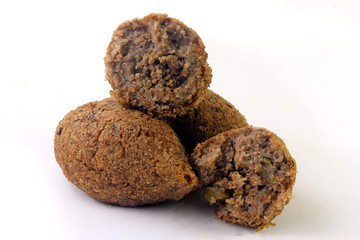 kibbeh traditional Lebanese cuisine food, isolated on white background