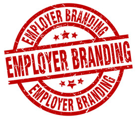 employer branding round red grunge stamp