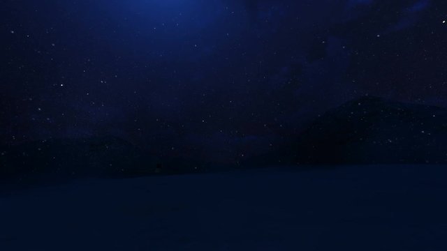 Arctic Igloo against beautiful starry sky, snowing, 4K