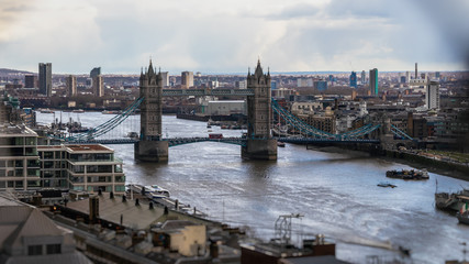 Fototapeta na wymiar Tower Bridge, Combined bascule and suspension bridge in London