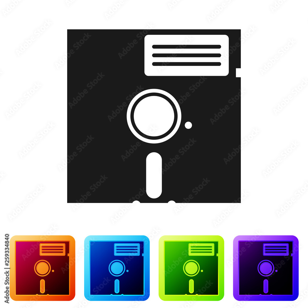 Poster black floppy disk in the 5.25-inch icon isolated on white background. floppy disk for computer data 