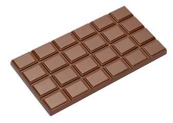 milk organic natural chocolate bar close-up top view with clipping path