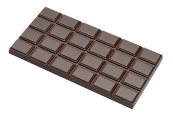 dark organic natural chocolate bar close-up top view with clipping path