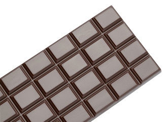 dark organic natural chocolate bar close-up top view with clipping path