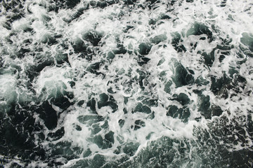  Raging ice blue water of the Atlantic Ocean, foam and waves on the ocean surface in Iceland.