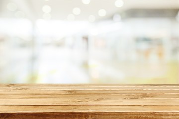 Worn table and blur with bokeh background