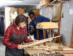 Restoration wooden chair in studio