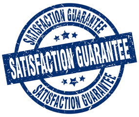satisfaction guarantee blue round grunge stamp