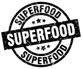 superfood round grunge black stamp
