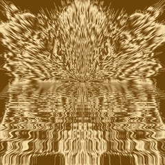 Gold liquid wave and abstract yellow design,  reflection golden.