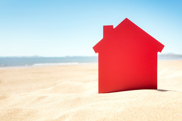 Fototapeta na wymiar House on the sand beach real estate or vacation rental