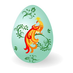 Decorative Easter egg. Ornate with a beautiful pattern with exotic colorful peacocks