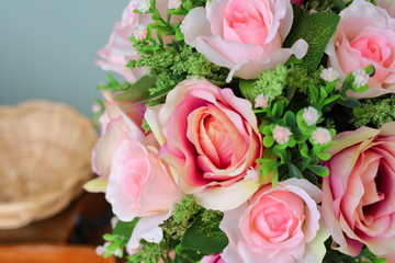beautiful pink rose flower artificial bouquet