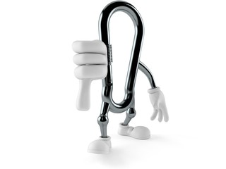 Carabiner character with thumbs down gesture